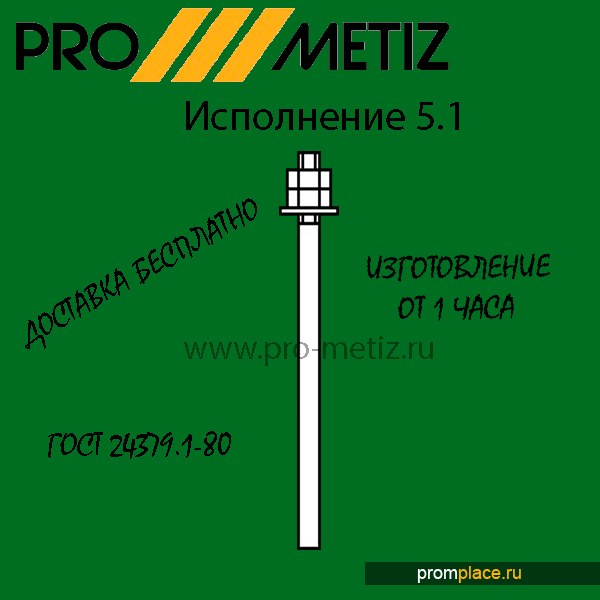 Фундаментный болт 5.1 М16Х150 09г2с ГОСТ 24379 1.80 ГОСТ 24379.1-2012