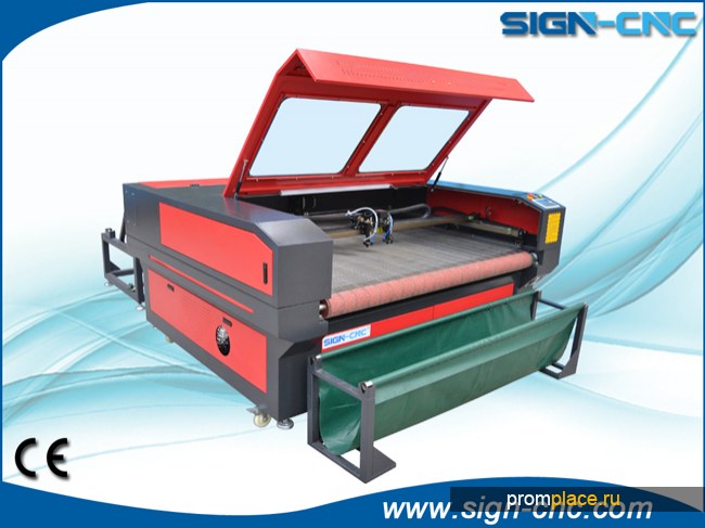 SIGN-1610 лазерный резак ткани с автоматической подачей