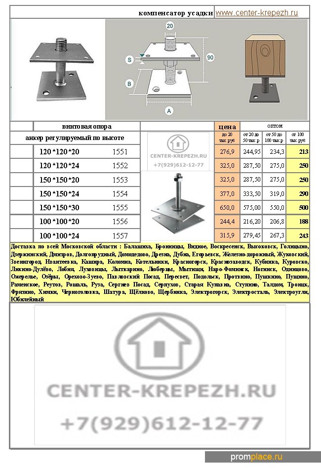 Винтовая опора для бруса