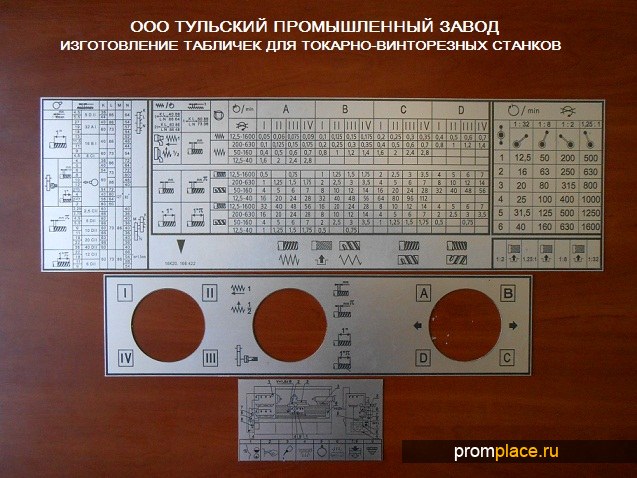 Производство табличек (
шильдиков ) для токарных
станков 1к62, 16в20, 16к20, 16к25,1м63.