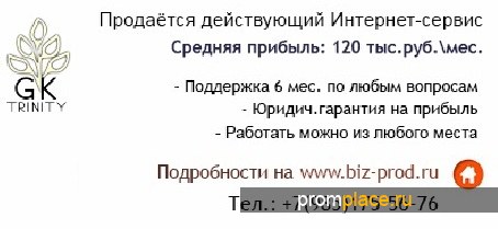 Продаётся действующий Интернет-сервис с прибылью 120 тыс.руб. .руб.